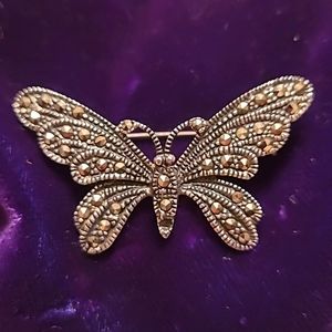 Marcasite and Sterling Butterfly Pin
